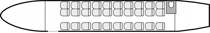 Interior layout plan of Dornier 328 TP, short range Business Aircraft Charters, commercial airliner cabin seating, max. of passengers: 31, with crew: 2 pilots, 1 flight attendant, available for private business jets charter with a Airliner.
