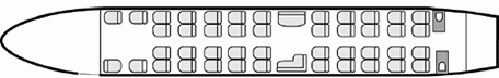Interior layout plan of Boeing 737 VIP, long range Business Jets Charters, wide body cabin aircraft, V.I.P. accomodation, max. of passengers: 62, with crew: 2 pilots, 2 to 6 flight attendants, available for private business jets charter with a Private Jet.