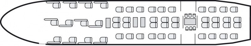 Interior layout plan of Boeing 767 Executive, long range Business Jets Charters, long range Business Jet Charter Wide body cabin aircraft, V.I.P. accomodation, max. of passengers: 50, with crew: 2 pilots, 2 to 6 flight attendants, available for private business jets charter with a Business Jet.