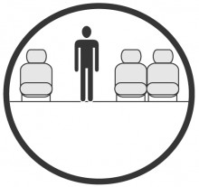 Sketch of the cabin section showing the height available for a passenger of Airbus A319 CJ, available for private jet charter with a Business Jet