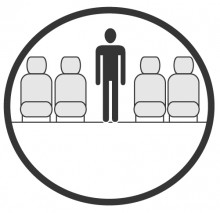 Sketch of the cabin section showing the height available for a passenger of Boeing 737 VIP, available for private jet charter with a Private Jet
