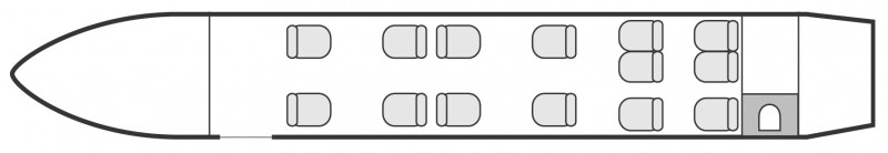 Interior layout plan of Dornier 328 Jet executive, short &amp; Medium range Business Jets Charters, large cabin executive aircraft - V.I.P. accomodation, max. of passengers: 16, with crew: 2 pilots, 1 flight attendant, available for private business jets charter with a Business Aircraft.