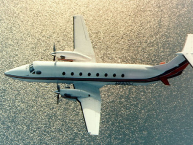 Beechcraft 1900 airliner flying, business aircraft