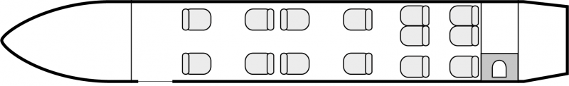 Interior layout plan of Dornier 328 TP executive, short range Business Aircraft Charters, large cabin executive aircraft, max. of passengers: 19, with crew: 2 pilots, 1 flight attendant, available for private business jets charter with a Business Aircraft.