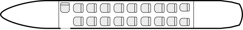 Interior layout plan of Fairchild Dornier Metro 23, short range Business Aircraft Charters, commercial airliner seating, light size cabin aircraft, max. of passengers: 19, with crew: 2 pilots, available for private business jets charter with a Business Aircraft.