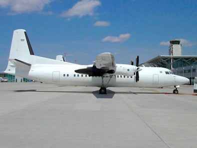 Fokker 50 outside, 50 passenger private jet