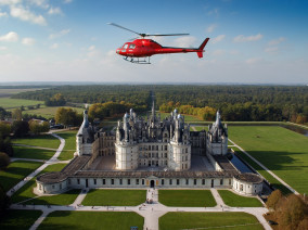 VIP excursion Loire valley castles: Chambord and Beauregard by a Private Helicopter, thanks to Private Jet Charter service from AB Corporate Aviation, showing loire-valley-castles-tour-from-paris-chambord-france-by-private-helicopter.