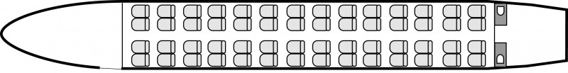 Interior layout plan of Boeing MD 83 VIP, long range business jets charters, , max. of passengers: 60, with crew: 2 pilots, 3 flight attendants, available for private business jets charter with a Business Jet.