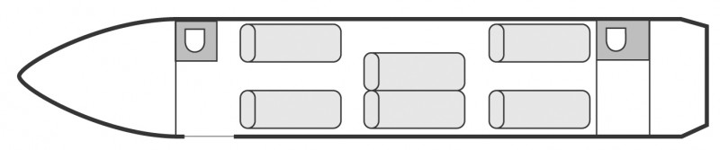 Other interior layout plan of Dassault Falcon 7X, long range Business Jets Charters, large cabin executive aircraft - V.I.P. accomodation, max. of passengers: 14, with crew: 2 pilots, 1 flight attendant, available for private business jets charter with a Private Aircraft.