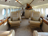 Falcon 2000 interior, private jet flight