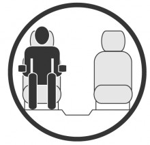 Sketch of the cabin section showing the height available for a passenger of Dassault Falcon 10, available for private jet charter with a Air Taxi