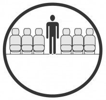 Sketch of the cabin section showing the height available for a passenger of Airbus A320, available for private jet charter with a Airliner