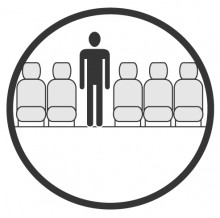 Sketch of the cabin section showing the height available for a passenger of Fokker 100, available for private jet charter with a Airliner